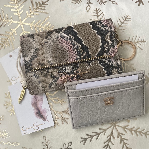 Jessica Simpson Snakeskin (Python) Wallet (Brown, Tan, Pink) & Gray Card Case - Picture 15 of 15
